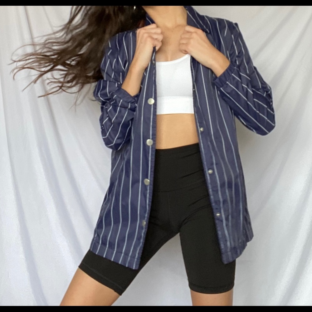 Fila Navy Striped Windbreaker/Rain Jacket